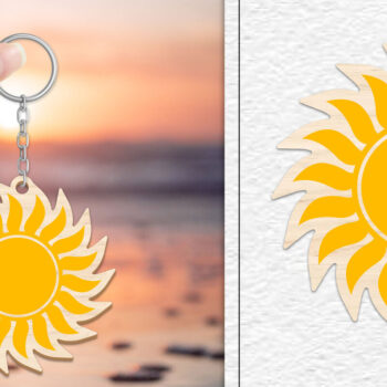 Intra απο ξύλο plywood 3mm-4mm πάχος – Κοπή Laser Μπρελόκ Sun | Καλοκαιρινό μπρελόκ Δίασταση  5x5 cm INTRAFABR-101736817 - Image 1