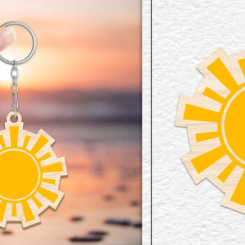 Intra απο ξύλο plywood 3mm-4mm πάχος – Κοπή Laser Μπρελόκ Sun | Καλοκαιρινό μπρελόκ Δίασταση  5x5 cm INTRAFABR-101736846 - Image 1