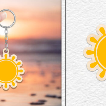 Intra απο ξύλο plywood 3mm-4mm πάχος – Κοπή Laser Μπρελόκ Sun | Καλοκαιρινό μπρελόκ Δίασταση  5x5 cm INTRAFABR-101736196 - Image 1