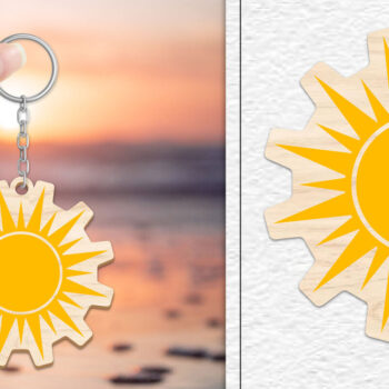 Intra απο ξύλο plywood 3mm-4mm πάχος – Κοπή Laser Μπρελόκ Sun | Καλοκαιρινό μπρελόκ Δίασταση  5x5 cm INTRAFABR-101736882 - Image 1