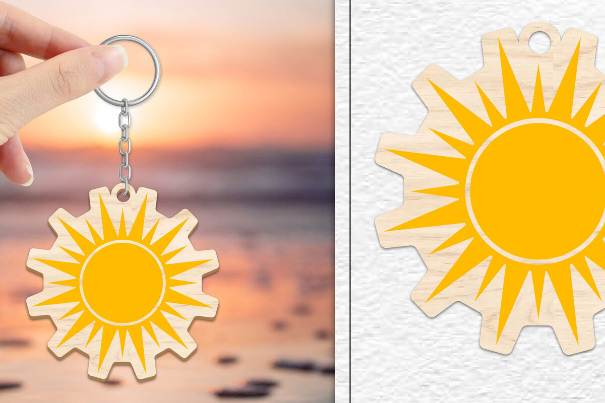 Intra απο ξύλο plywood 3mm-4mm πάχος – Κοπή Laser Μπρελόκ Sun | Καλοκαιρινό μπρελόκ Δίασταση  5x5 cm INTRAFABR-101736882