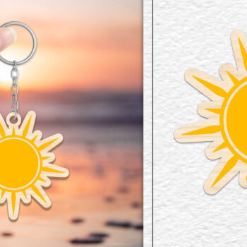 Intra απο ξύλο plywood 3mm-4mm πάχος – Κοπή Laser Μπρελόκ Sun | Καλοκαιρινό μπρελόκ Δίασταση  5x5 cm INTRAFABR-101736228 - Image 1