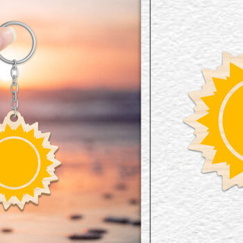 Intra απο ξύλο plywood 3mm-4mm πάχος – Κοπή Laser Μπρελόκ Sun | Καλοκαιρινό μπρελόκ Δίασταση  5x5 cm INTRAFABR-101736291 - Image 1