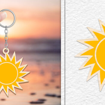 Intra απο ξύλο plywood 3mm-4mm πάχος – Κοπή Laser Μπρελόκ Sun | Καλοκαιρινό μπρελόκ Δίασταση  5x5 cm INTRAFABR-101736316 - Image 1