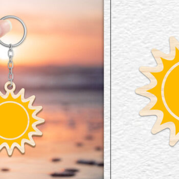 Intra απο ξύλο plywood 3mm-4mm πάχος – Κοπή Laser Μπρελόκ Sun | Καλοκαιρινό μπρελόκ Δίασταση  5x5 cm INTRAFABR-101736362 - Image 1