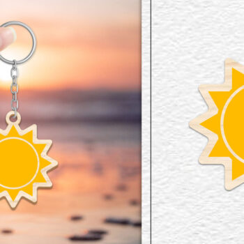 Intra απο ξύλο plywood 3mm-4mm πάχος – Κοπή Laser Μπρελόκ Sun | Καλοκαιρινό μπρελόκ Δίασταση  5x5 cm INTRAFABR-101736468 - Image 1