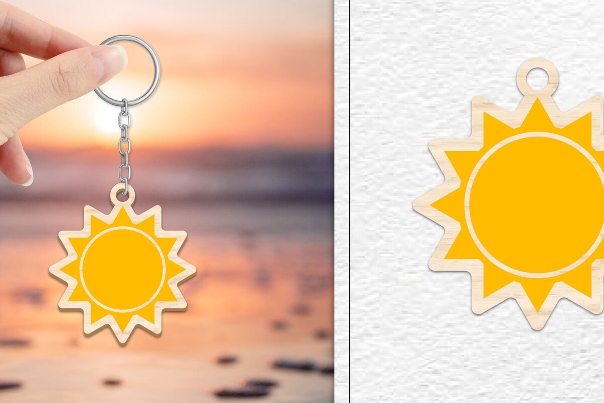 Intra απο ξύλο plywood 3mm-4mm πάχος – Κοπή Laser Μπρελόκ Sun | Καλοκαιρινό μπρελόκ Δίασταση  5x5 cm INTRAFABR-101736468