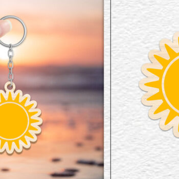 Intra απο ξύλο plywood 3mm-4mm πάχος – Κοπή Laser Μπρελόκ Sun | Καλοκαιρινό μπρελόκ Δίασταση  5x5 cm INTRAFABR-101735999 - Image 1