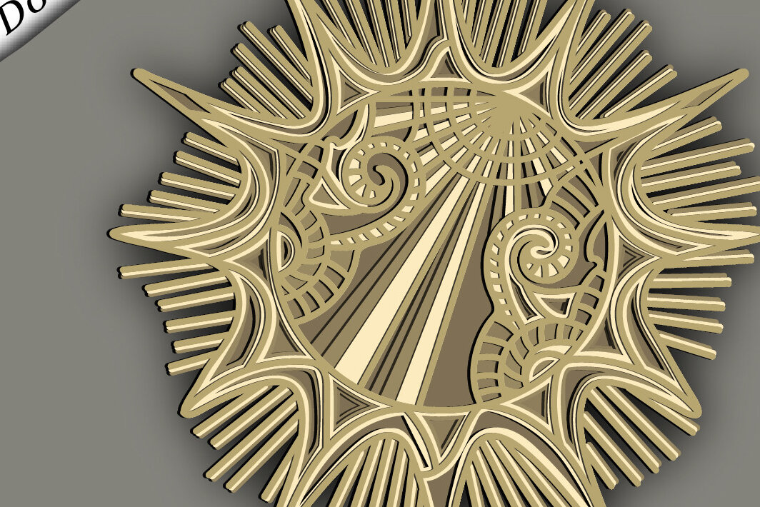 Intra απο ξύλο plywood 3mm-4mm πάχος – Sun Mandala Multilayer/Lasercut Δίασταση  20x20 cm INTRAFABR-66501225