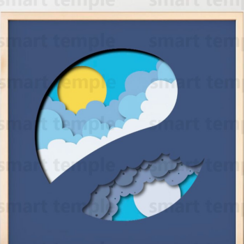 Intra απο ξύλο plywood 3mm-4mm πάχος – Ήλιος Φεγγάρι στο κιβώτιο σκιών σύννεφων Δίασταση 20x20 cm INTRAFABR-76666871 - Image 1