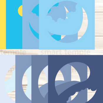 Intra απο ξύλο plywood 3mm-4mm πάχος – Ήλιος Φεγγάρι στο κιβώτιο σκιών σύννεφων Δίασταση 20x20 cm INTRAFABR-76666871 - Image 3