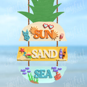 Intra απο ξύλο plywood 3mm-4mm πάχος – Sun Sand Sea Pineapple Δίασταση  20x20 cm INTRAFABR-122186054