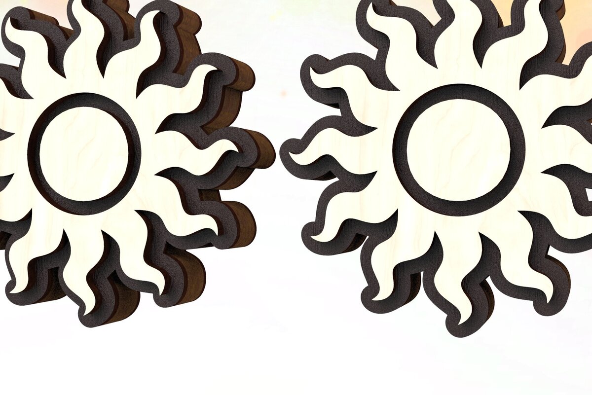 Intra απο ξύλο plywood 3mm-4mm πάχος – Σκουλαρίκια Sun Stud File Cut Laser Δίασταση  5x5 cm INTRAFABR-122184740