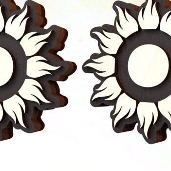 Intra απο ξύλο plywood 3mm-4mm πάχος – Πακέτο Σκουλαρίκια Sun Stud Δίασταση 5x5 cm INTRAFABR-122246686 - Image 2