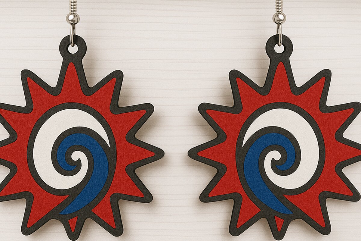 Intra απο ξύλο plywood 3mm-4mm πάχος – Σκουλαρίκια Sun Swirl Shell Δίασταση  5x5 cm INTRAFABR-123011780