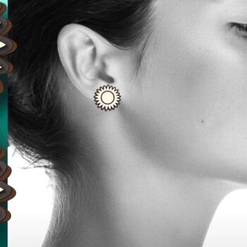 Intra απο ξύλο plywood 3mm-4mm πάχος – Σετ Σκουλαρίκια Symbol Sun Δίασταση  5x5 cm INTRAFABR-122246258 - Image 1