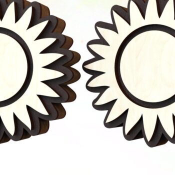 Intra απο ξύλο plywood 3mm-4mm πάχος – Σετ Σκουλαρίκια Symbol Sun Δίασταση  5x5 cm INTRAFABR-122246258 - Image 2