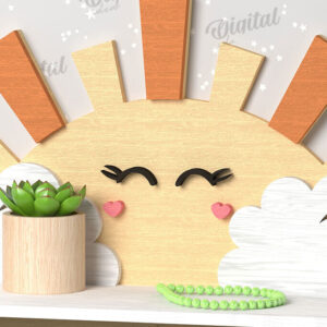 Intra απο ξύλο plywood 3mm-4mm πάχος –  κοπής με λέιζερ ραφιών τοίχου Sun Δίασταση  40x30 cm INTRAFABR-109866889