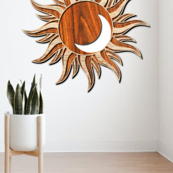 Intra απο ξύλο plywood 3mm-4mm πάχος – Ήλιος με Σελήνη 3D Ξύλινο Δίασταση 20x20 cm INTRAFABR-24190622 - Image 2