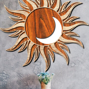 Intra απο ξύλο plywood 3mm-4mm πάχος – Ήλιος με Σελήνη 3D Ξύλινο Δίασταση 20x20 cm INTRAFABR-24190622 - Image 3