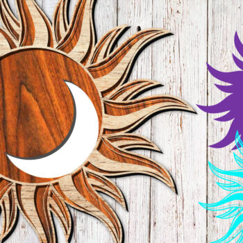 Intra απο ξύλο plywood 3mm-4mm πάχος – Ήλιος με Σελήνη 3D Ξύλινο Δίασταση 20x20 cm INTRAFABR-24190622 - Image 4