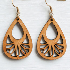 Intra απο ξύλο plywood 3mm-4mm πάχος – Σκουλαρίκια Sunburst Petal Drop Δίασταση  5x5 cm INTRAFABR-124957541