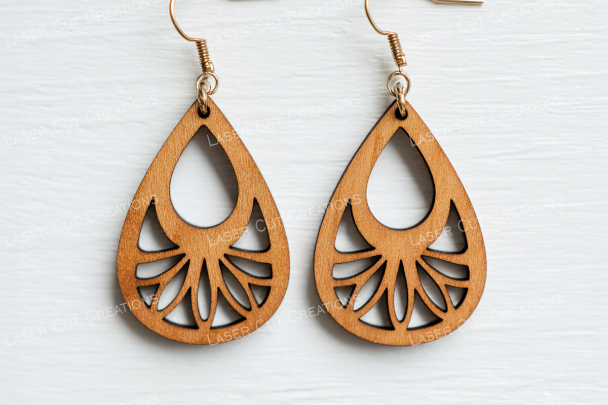 Intra απο ξύλο plywood 3mm-4mm πάχος – Σκουλαρίκια Sunburst Petal Drop Δίασταση  5x5 cm INTRAFABR-124957541