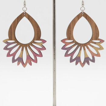 Intra απο ξύλο plywood 3mm-4mm πάχος – Sunburst Teardrop Σκουλαρίκια Δίασταση 5x5 cm INTRAFABR-122723943 - Image 1