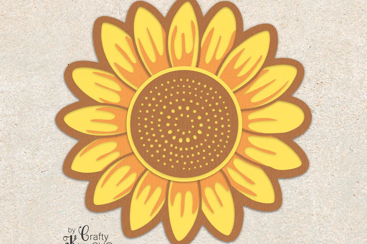 Intra απο ξύλο plywood 3mm-4mm πάχος – Αρχείο αποκοπής Sunflower 3D Layer Flower Δίασταση  20x20 cm INTRAFABR-80452273