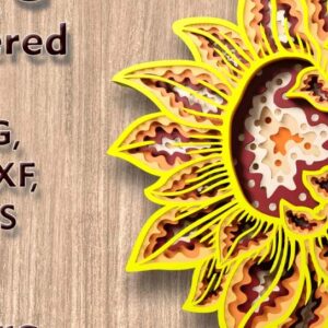 Intra απο ξύλο plywood 3mm-4mm πάχος – Αρχεία κομμένων πολλαπλών επιπέδων Sunflower 3D Δίασταση  20x20 cm INTRAFABR-109001509