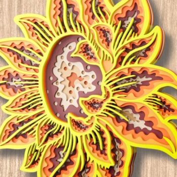 Intra απο ξύλο plywood 3mm-4mm πάχος – Αρχεία κομμένων πολλαπλών επιπέδων Sunflower 3D Δίασταση  20x20 cm INTRAFABR-109001509 - Image 2