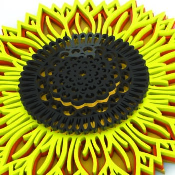 Intra απο ξύλο plywood 3mm-4mm πάχος – Ηλίανθος, 7 στρώσεις, 3D Mandala Δίασταση  20x20 cm INTRAFABR-21375458 - Image 1