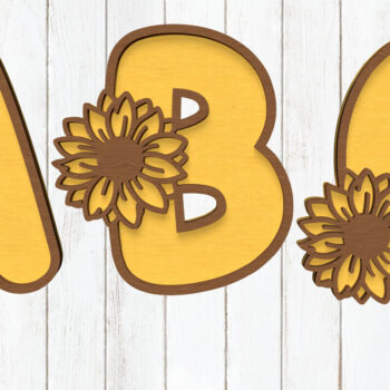 Intra απο ξύλο plywood 3mm-4mm πάχος – Sunflower Alphabet Κόψιμο με λέιζερ Δίασταση  20x20 cm INTRAFABR-119794797 - Image 1