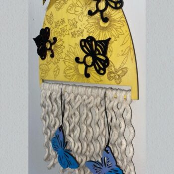 Intra απο ξύλο plywood 3mm-4mm πάχος – Laser Sunflower and Bee Macrame Δίασταση  20x20 cm INTRAFABR-31111220 - Image 2