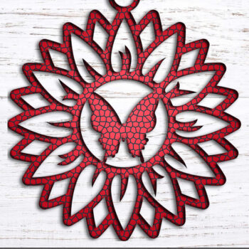 Intra απο ξύλο plywood 3mm-4mm πάχος – Σκουλαρίκια ηλίανθου και πεταλούδας Δίασταση  5x5 cm INTRAFABR-27673206 - Image 2