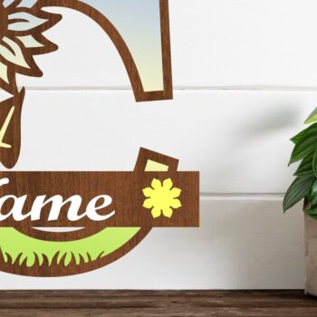 Intra απο ξύλο plywood 3mm-4mm πάχος – Μονόγραμμα ηλίανθου κεφαλαίο Γράμμα C Δίασταση  20x20 cm INTRAFABR-75965039 - Image 1