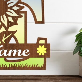 Intra απο ξύλο plywood 3mm-4mm πάχος – Μονόγραμμα Ηλίανθου κεφαλαίο Γράμμα E Δίασταση  20x20 cm INTRAFABR-75965080 - Image 1