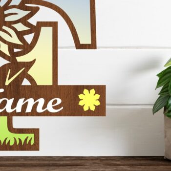 Intra απο ξύλο plywood 3mm-4mm πάχος – Μονόγραμμα ηλίανθου κεφαλαίο Γράμμα F Δίασταση  20x20 cm INTRAFABR-75965112 - Image 1