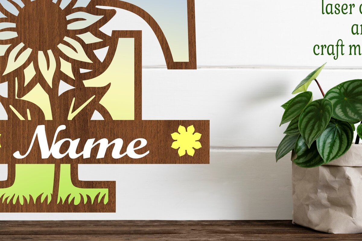 Intra απο ξύλο plywood 3mm-4mm πάχος – Μονόγραμμα ηλίανθου κεφαλαίο Γράμμα F Δίασταση  20x20 cm INTRAFABR-75965112