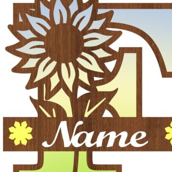 Intra απο ξύλο plywood 3mm-4mm πάχος – Μονόγραμμα ηλίανθου κεφαλαίο Γράμμα F Δίασταση  20x20 cm INTRAFABR-75965112 - Image 3