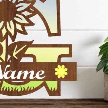 Intra απο ξύλο plywood 3mm-4mm πάχος – Μονόγραμμα ηλίανθου κεφαλαίο Γράμμα G Δίασταση  20x20 cm INTRAFABR-75965136 - Image 1