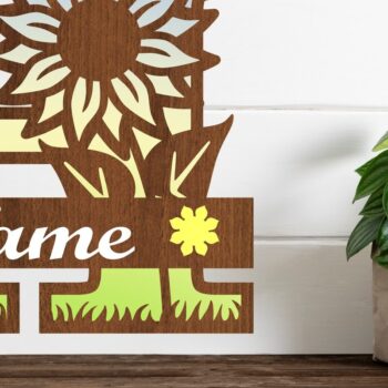 Intra απο ξύλο plywood 3mm-4mm πάχος – Μονόγραμμα Ηλίανθου με κεφαλαίο γράμμα H Δίασταση  20x20 cm INTRAFABR-75965159 - Image 1