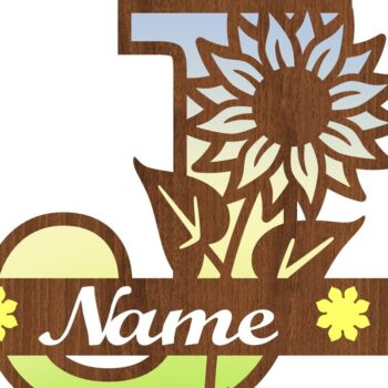 Intra απο ξύλο plywood 3mm-4mm πάχος – Μονόγραμμα Ηλίανθου Επιστολή J Δίασταση 20x20 cm INTRAFABR-75965217 - Image 3