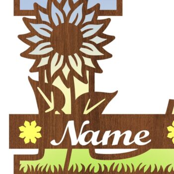 Intra απο ξύλο plywood 3mm-4mm πάχος – Μονόγραμμα Ηλίανθου κεφαλαίο Γράμμα L Δίασταση  20x20 cm INTRAFABR-75965295 - Image 3