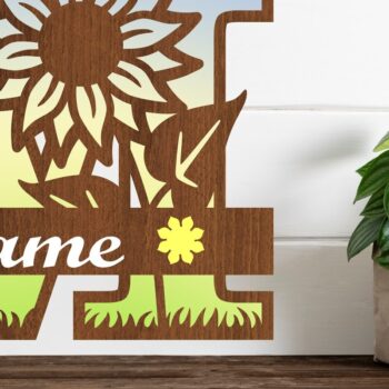 Intra απο ξύλο plywood 3mm-4mm πάχος – Μονόγραμμα ηλίανθου κεφαλαίο γράμμα M Δίασταση  20x20 cm INTRAFABR-75965323 - Image 1