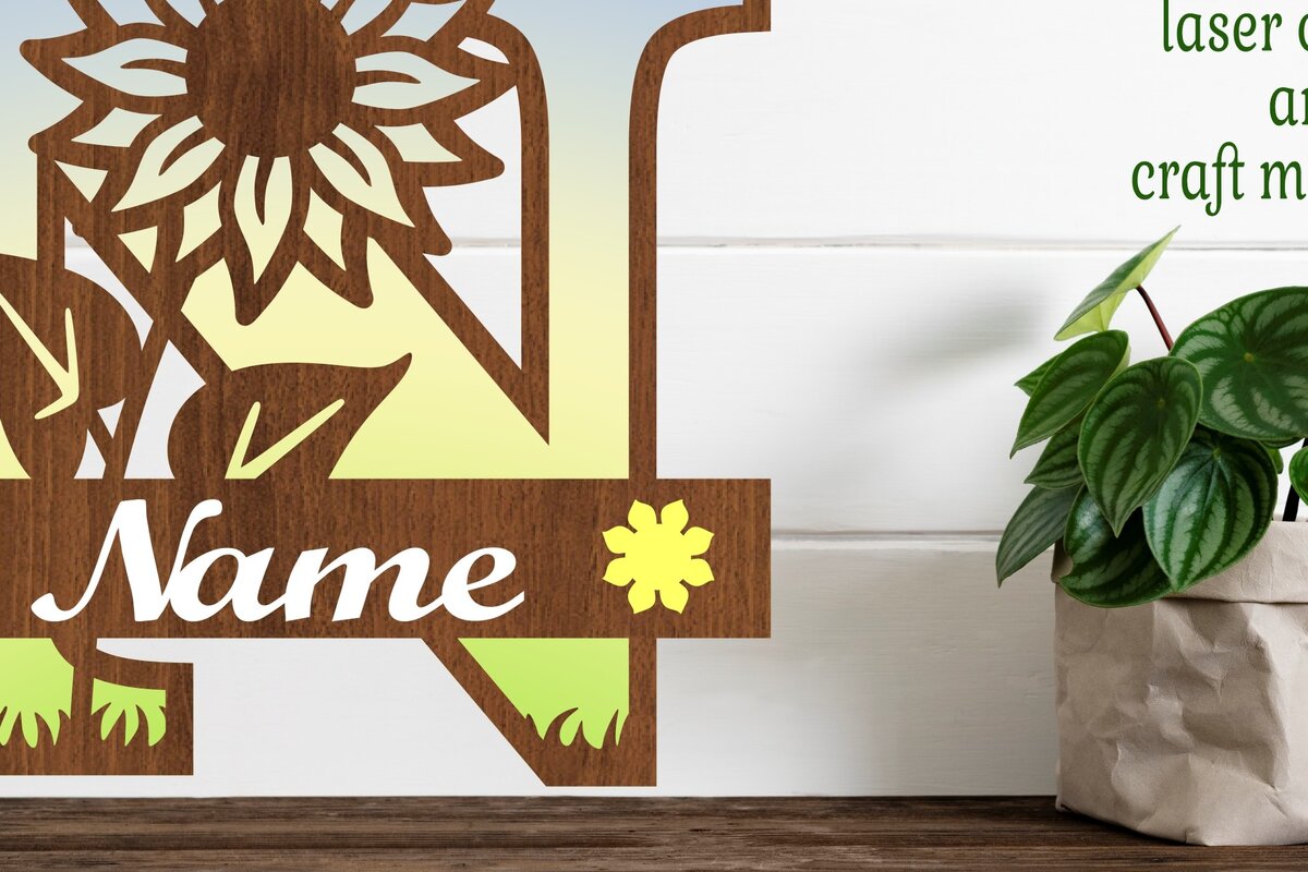 Intra απο ξύλο plywood 3mm-4mm πάχος – Μονόγραμμα Ηλίανθου κεφαλαίο Γράμμα N Δίασταση  20x20 cm INTRAFABR-75965353