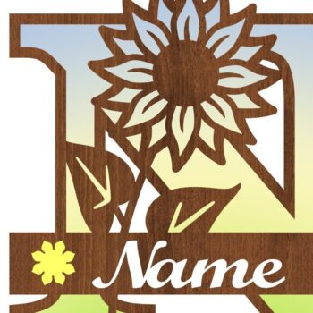 Intra απο ξύλο plywood 3mm-4mm πάχος – Μονόγραμμα Ηλίανθου κεφαλαίο Γράμμα N Δίασταση  20x20 cm INTRAFABR-75965353 - Image 3