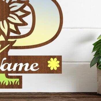 Intra απο ξύλο plywood 3mm-4mm πάχος – Μονόγραμμα ηλίανθου κεφαλαίο Γράμμα P Δίασταση  20x20 cm INTRAFABR-75965408 - Image 1