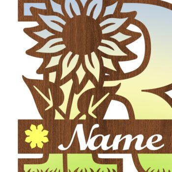 Intra απο ξύλο plywood 3mm-4mm πάχος – Μονόγραμμα Ηλίανθου κεφαλαίο Γράμμα R Δίασταση  20x20 cm INTRAFABR-75965461 - Image 3