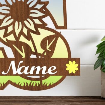 Intra απο ξύλο plywood 3mm-4mm πάχος – Ηλίανθος κεφαλαίο μονόγραμμα Γράμμα S Δίασταση  20x20 cm INTRAFABR-75965489 - Image 1